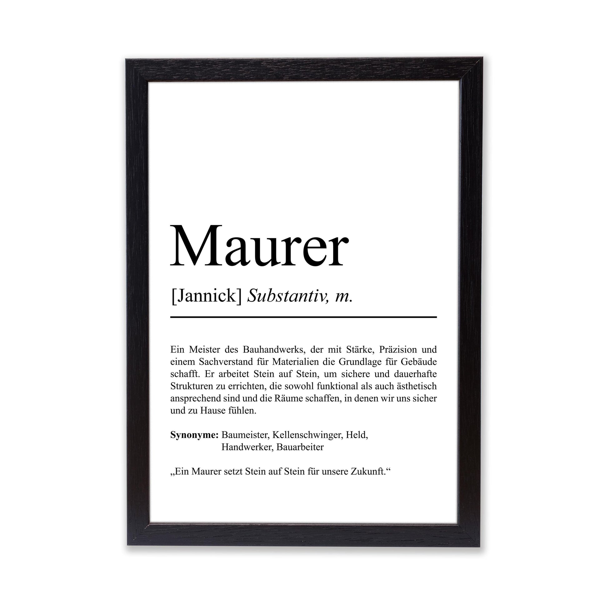 Maurer Definition Poster personalisierbar mit Namen Beruf Poster Maurer Geschenk Einzug Geburtstag Geschenk Maurer Poster Beruf