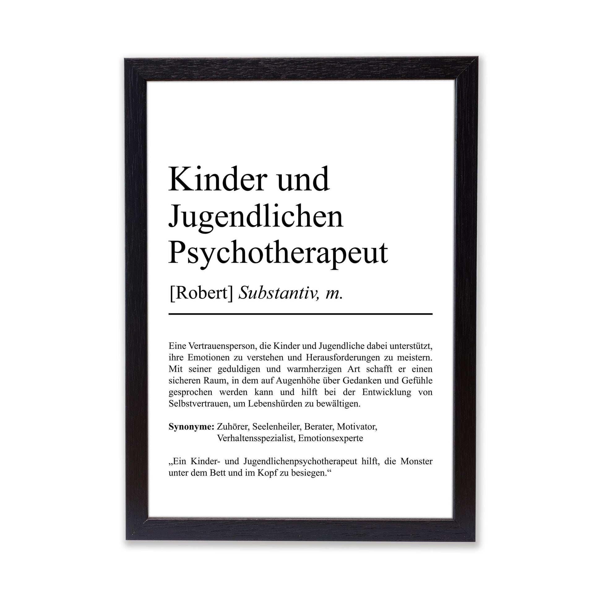 Kinder und Jugendlichenpsychotherapeut Definition Poster personalisierbar mit Namen Beruf Poster Psychotherapeut Geschenk Einzug Geburtstag