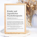 Kinder und Jugendlichenpsychotherapeut Definition Poster personalisierbar mit Namen Beruf Poster Psychotherapeut Geschenk Einzug Geburtstag
