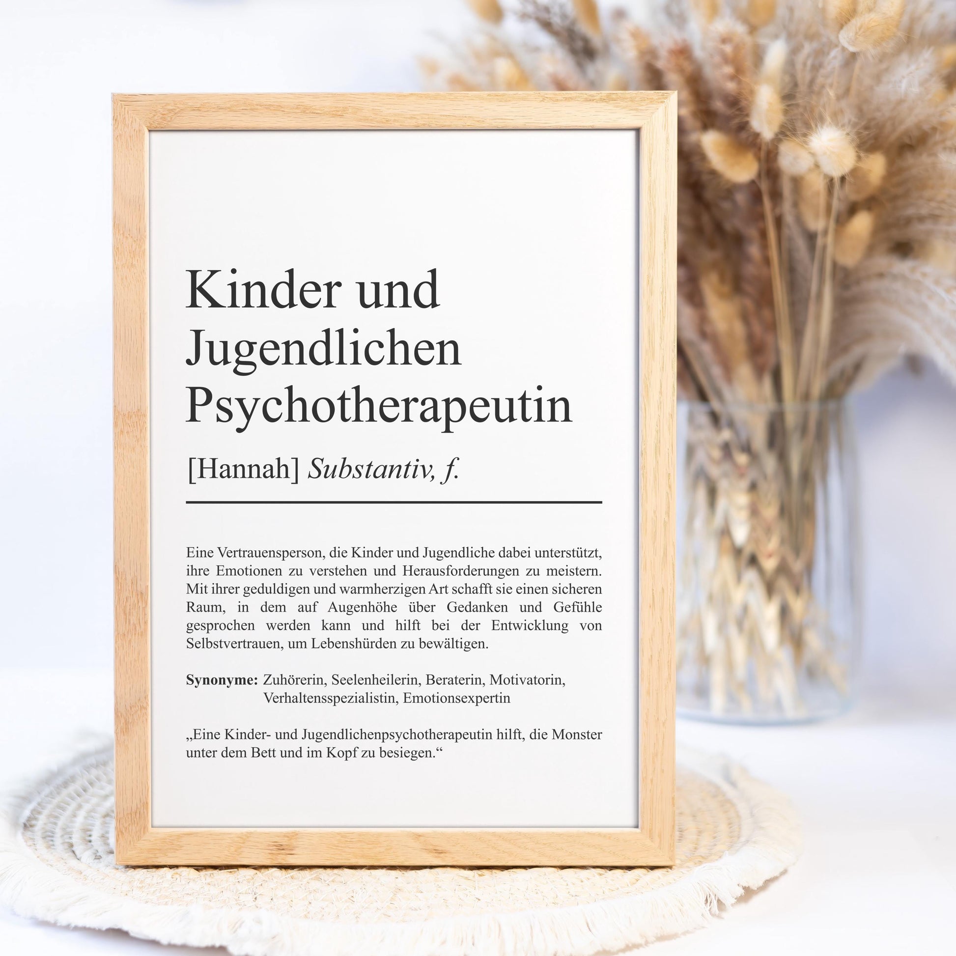 Kinder und Jugendlichenpsychotherapeut Definition Poster personalisierbar mit Namen Beruf Poster Psychotherapeut Geschenk Einzug Geburtstag