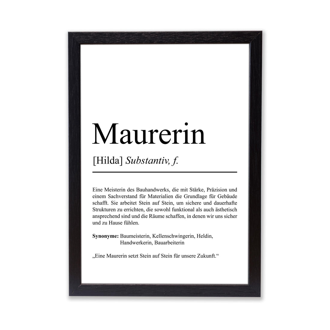 Maurerin Definition Poster personalisierbar mit Namen Beruf Poster Maurerin Geschenk Einzug Geburtstag Geschenk Maurerin Poster Beruf