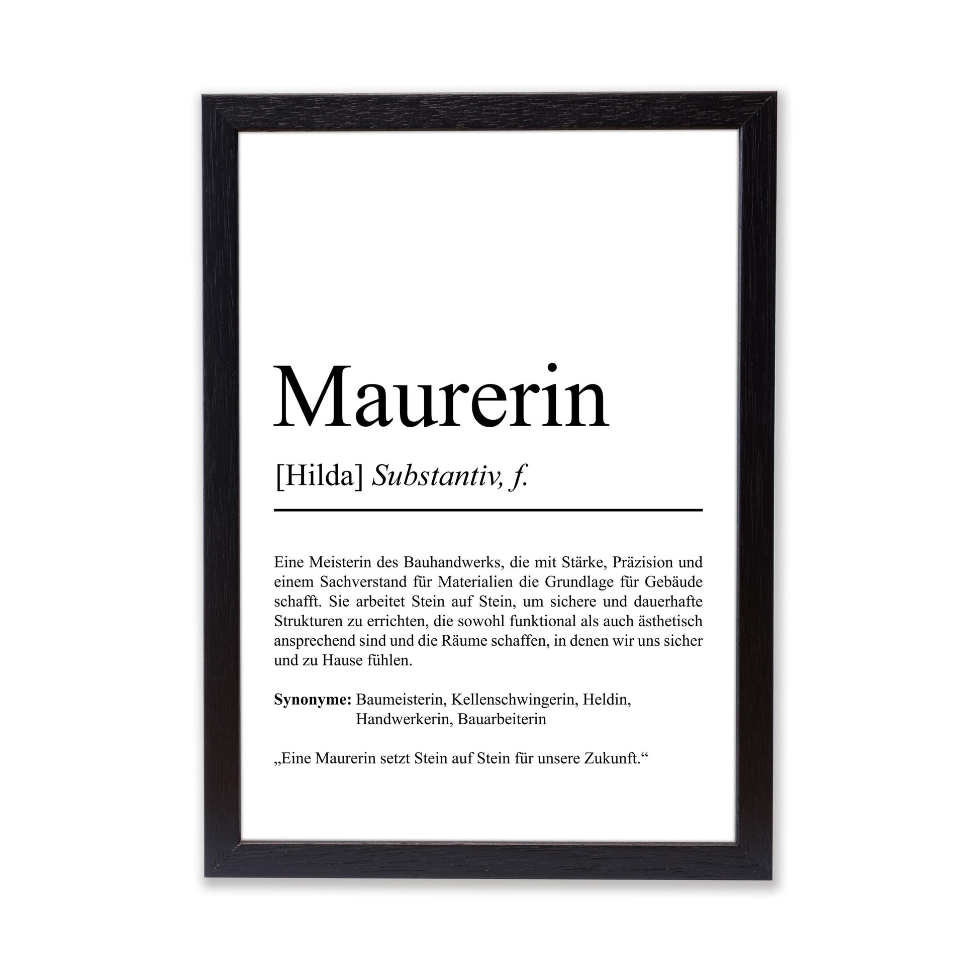 Maurerin Definition Poster personalisierbar mit Namen Beruf Poster Maurerin Geschenk Einzug Geburtstag Geschenk Maurerin Poster Beruf