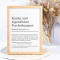 Kinder und Jugendlichenpsychotherapeutin Definition Poster personalisierbar mit Namen Beruf Poster Psychotherapeutin Geschenk Geburtstag