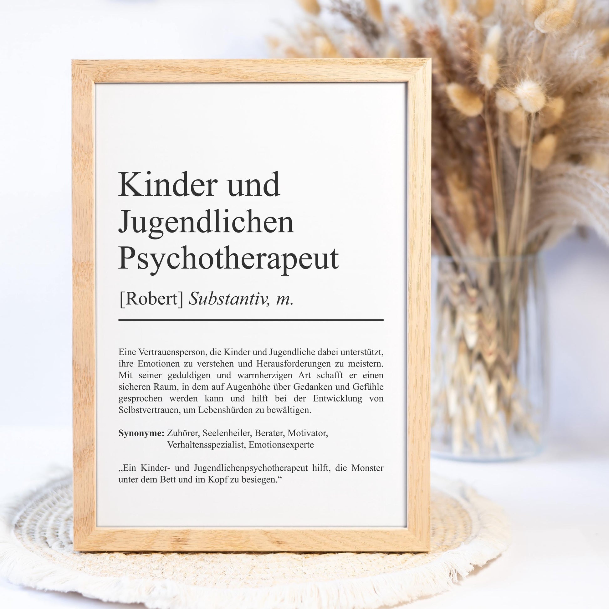 Kinder und Jugendlichenpsychotherapeutin Definition Poster personalisierbar mit Namen Beruf Poster Psychotherapeutin Geschenk Geburtstag