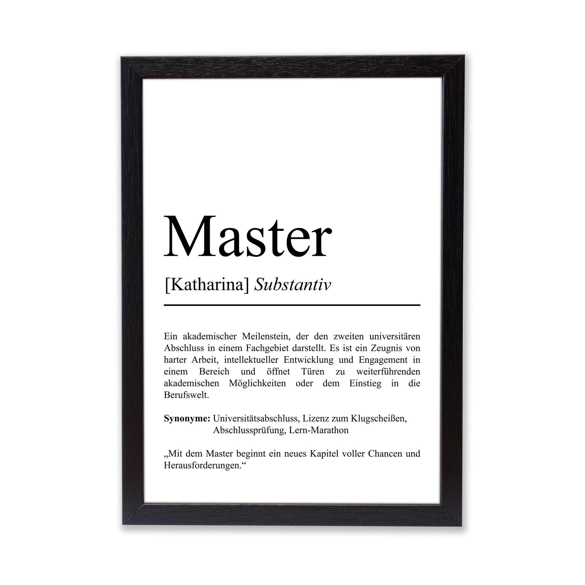 Master Definition Poster personalisierbar mit Namen Abschluss Poster Master Geschenk zum Abschluss Geschenk Master Poster Definition