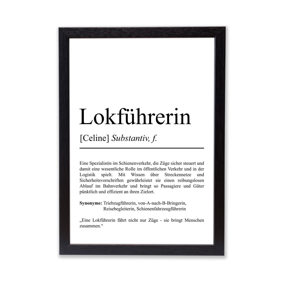 Lokführerin Definition Poster personalisierbar mit Namen Beruf Poster Lokführerin Geschenk Einzug Geburtstag Geschenk Lokführerin Poster