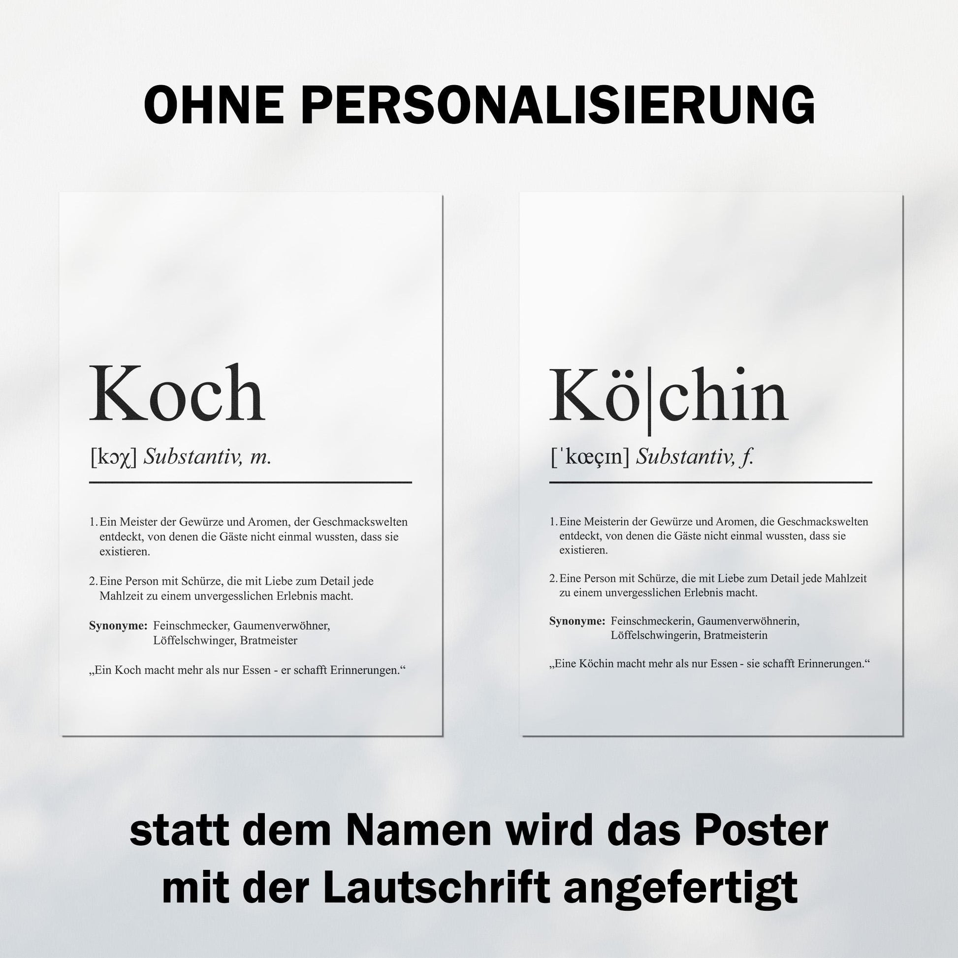 Koch Definition Poster personalisierbar mit Namen Beruf Poster Koch Geschenk Einzug Geburtstag Geschenk Koch Poster Beruf Definition