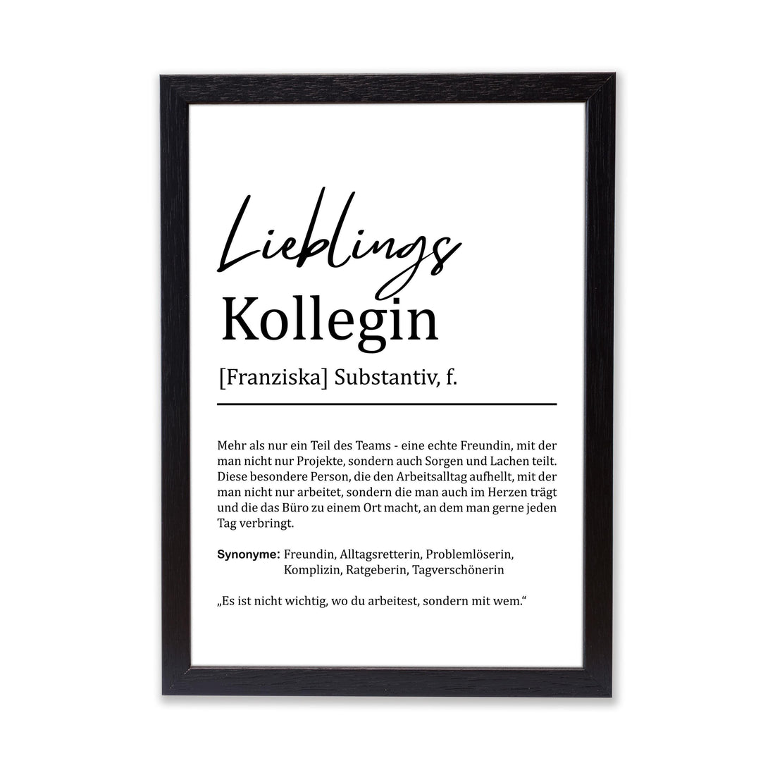 Lieblingskollegin Definition Poster personalisierbar mit Namen Beruf Poster Kollegin Geschenk Einzug Geburtstag Geschenk Kollegin Poster