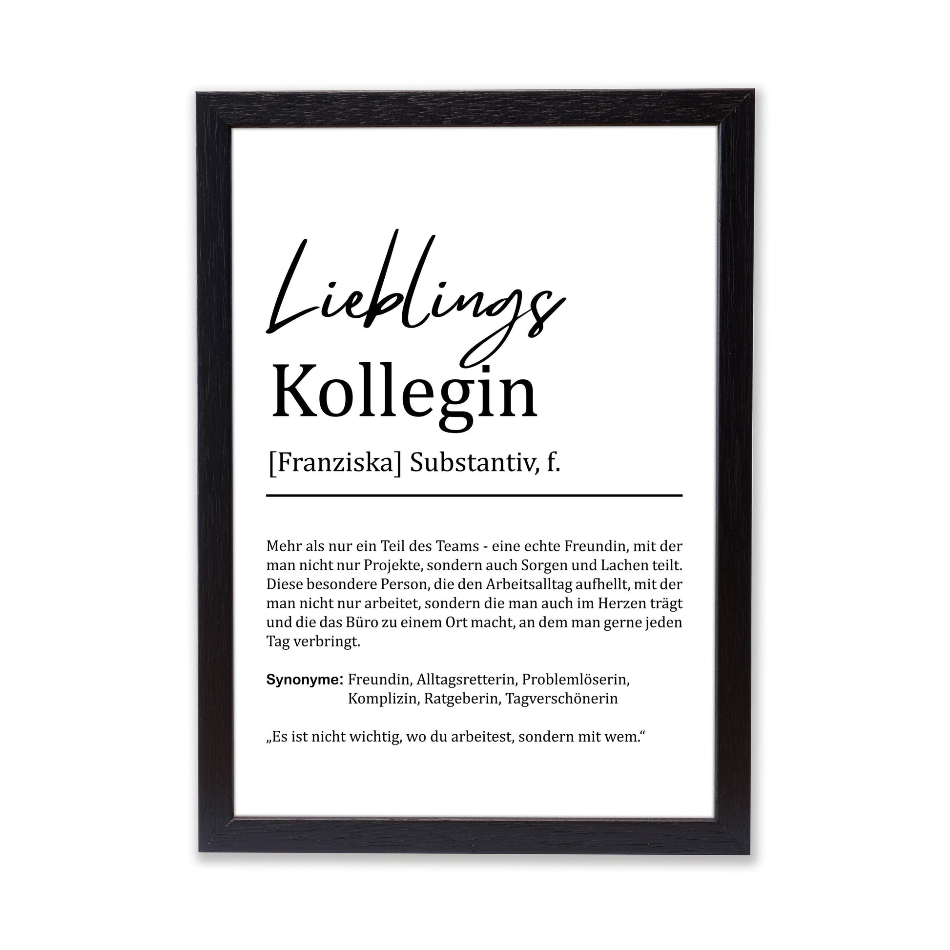 Lieblingskollegin Definition Poster personalisierbar mit Namen Beruf Poster Kollegin Geschenk Einzug Geburtstag Geschenk Kollegin Poster