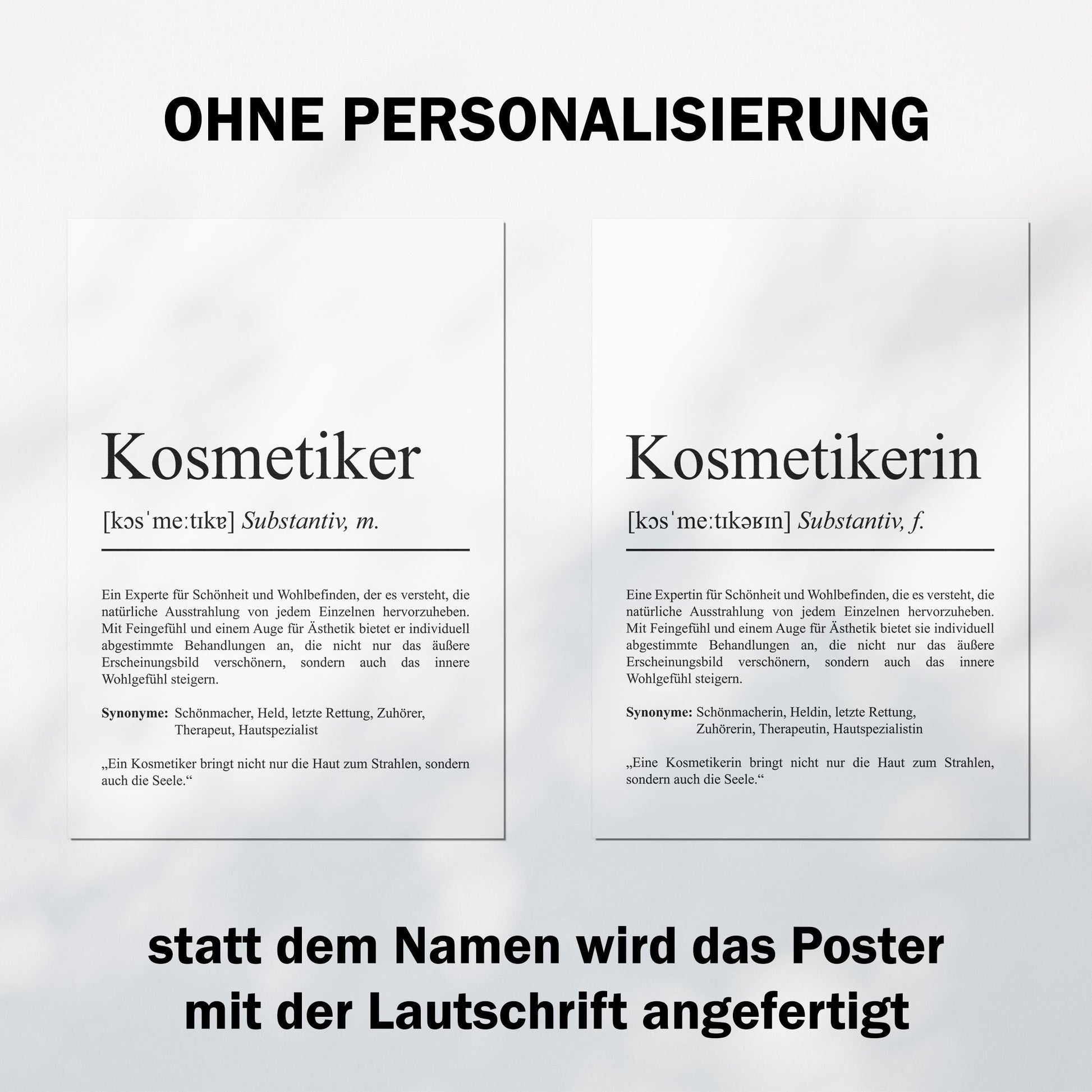 Kosmetiker Definition Poster personalisierbar mit Namen Beruf Poster Kosmetiker Geschenk Einzug Geburtstag Geschenk Kosmetiker Poster Beruf