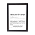 Krankenschwester Definition Poster personalisierbar mit Namen Beruf Poster Krankenschwester Geschenk Einzug Geburtstag Geschenk Pflegerin