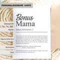 Bonusmama Definition Karte personalisierbar mit Namen Stiefmutter Grußkarte Geschenk für Stiefmutter Postkarte Definition Bonusmama