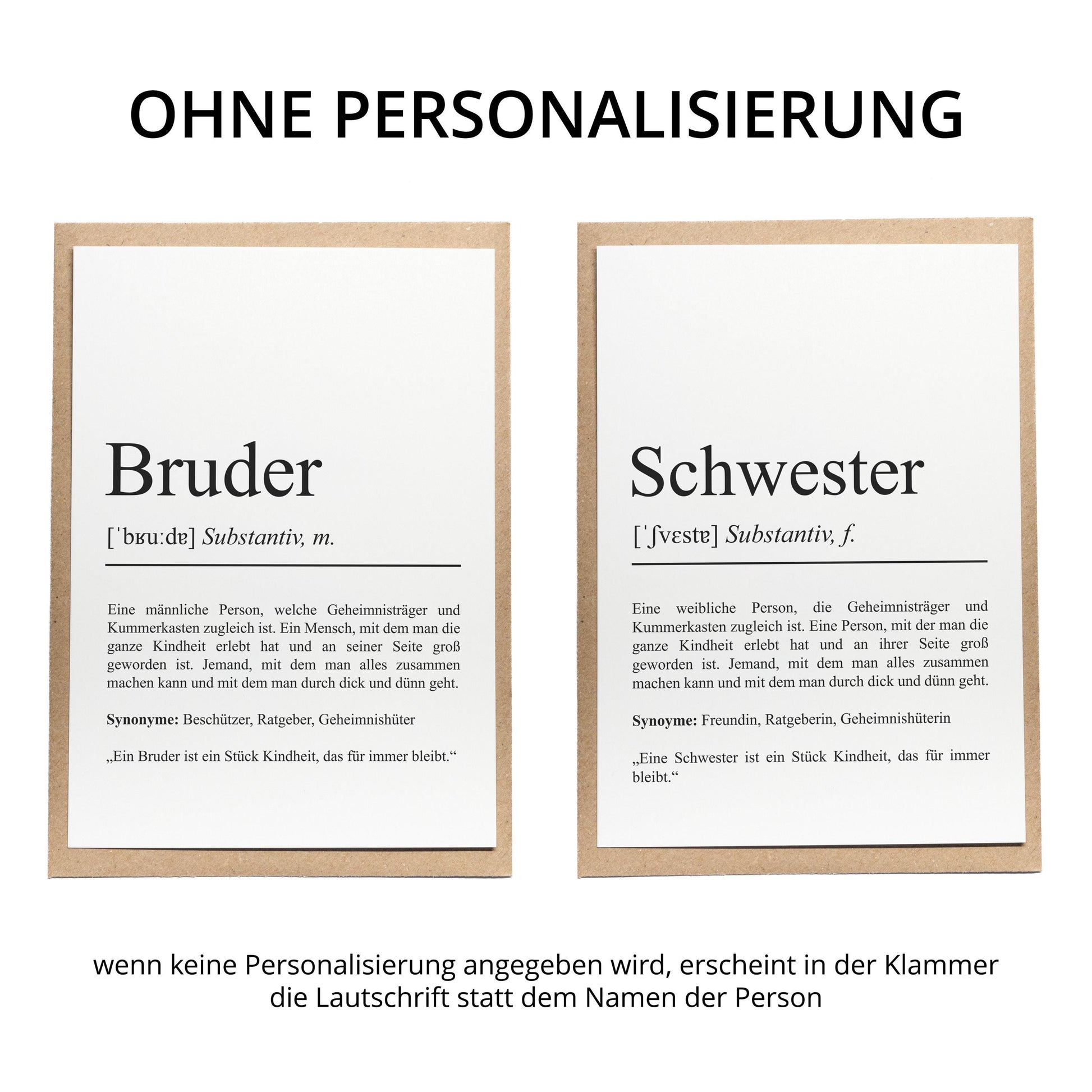 Bruder Definition Karte personalisierbar mit Namen Bruder Grußkarte Geschenk für Bruder Postkarte Definition Geschwister