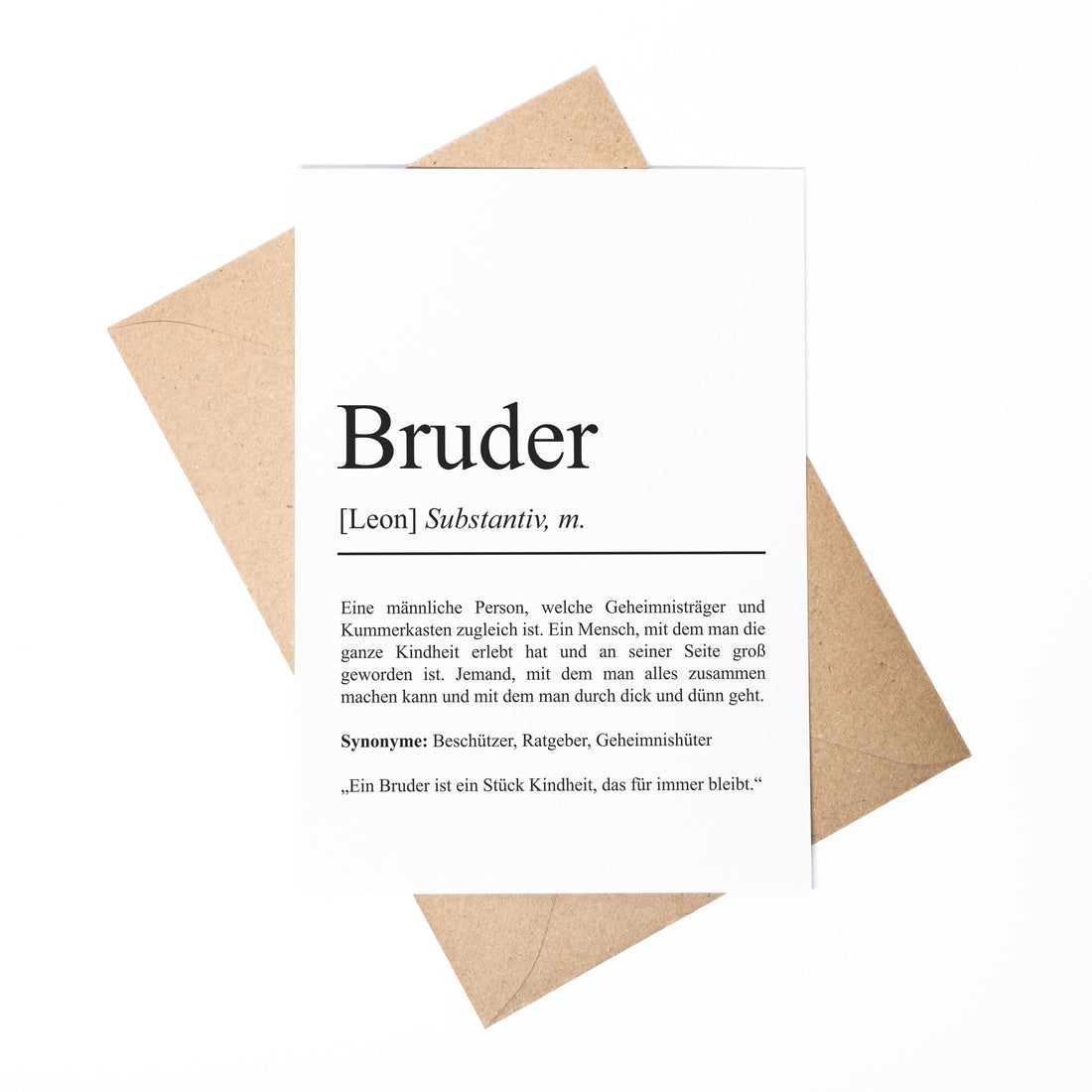 Bruder Definition Karte personalisierbar mit Namen Bruder Grußkarte Geschenk für Bruder Postkarte Definition Geschwister