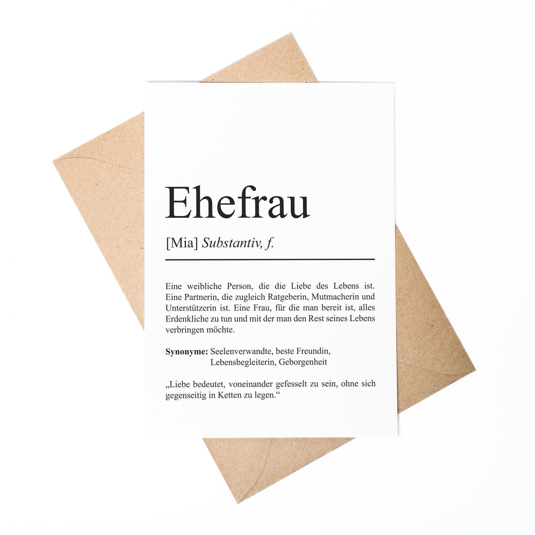 Ehefrau Definition A6 Karte personalisierbar mit Namen Ehefrau Grußkarte Geschenk für Ehefrau Klappkarte Definition Ehefrau