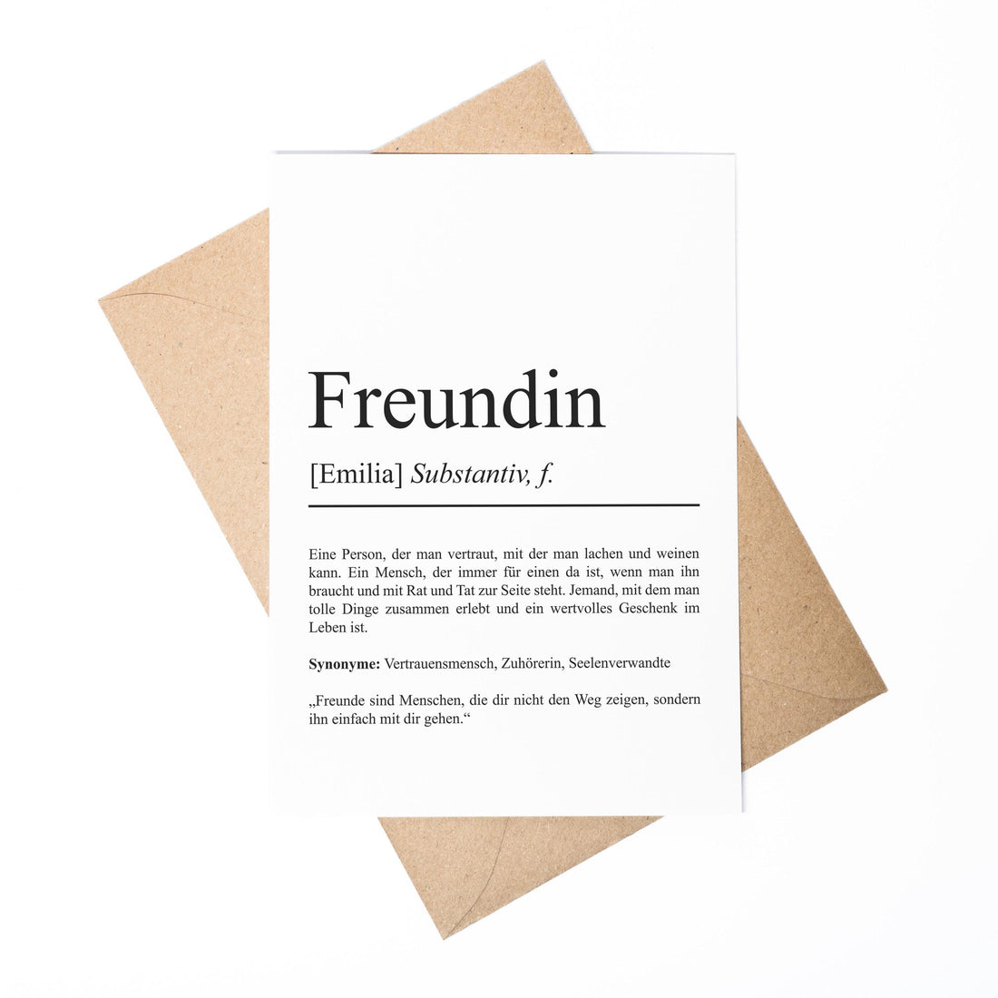 Freundin Definition A6 Karte personalisierbar mit Namen Freundin Grußkarte Geschenk für Freundin Klappkarte Definition beste Freundin
