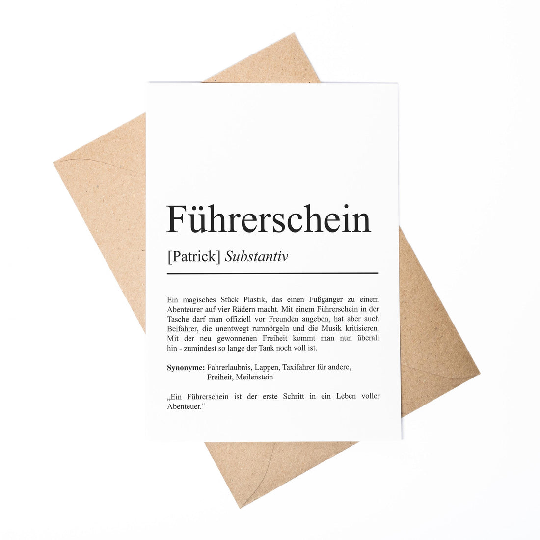 Führerschein Definition A6 Karte personalisierbar mit Namen Führerschein Karte Geschenk zum Führerschein Geschenk Führerschein Klappkarte