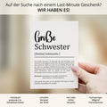 Große Schwester Definition Karte personalisierbar mit Namen Schwester Grußkarte Geschenk für Schwester Postkarte Definition Geschwister