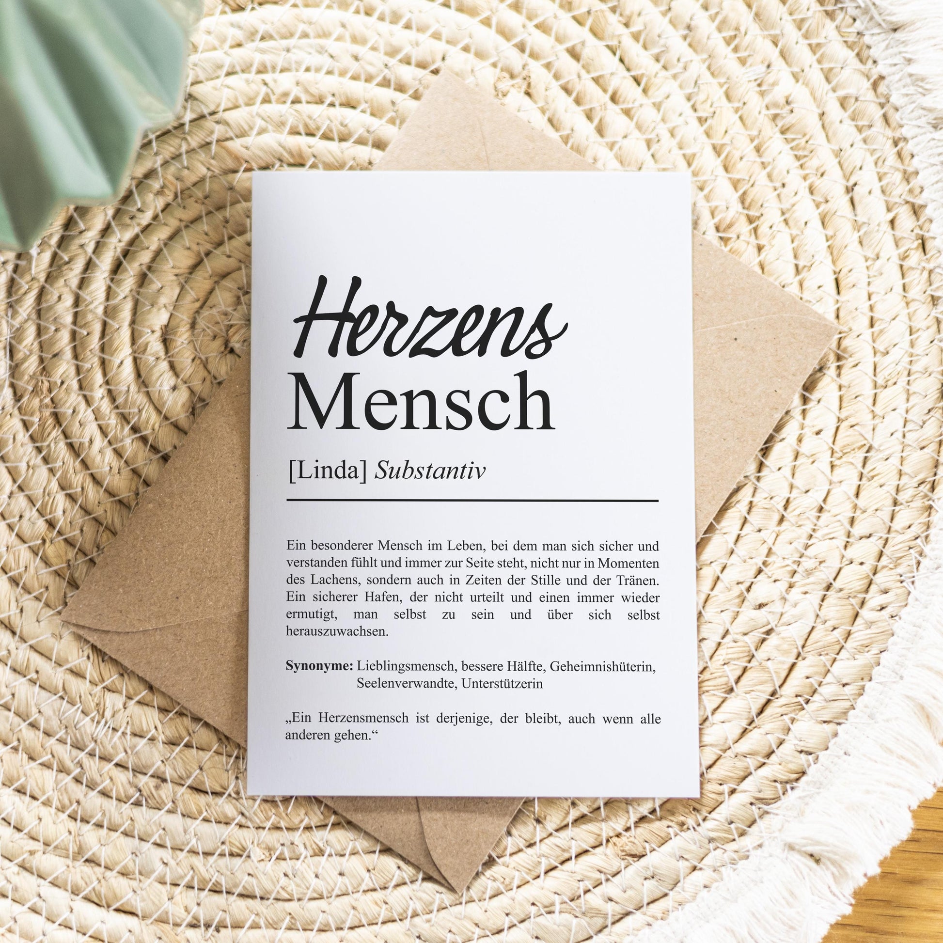 Herzensmensch Definition Karte personalisierbar mit Namen Herzensmensch Grußkarte Geschenk Herzensmensch Postkarte Definition Herzensmensch