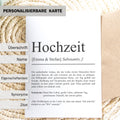 Hochzeit Definition Karte personalisierbar mit Namen Hochzeit Grußkarte Geschenkidee für Hochzeit Postkarte Definition Hochzeit Klappkarte