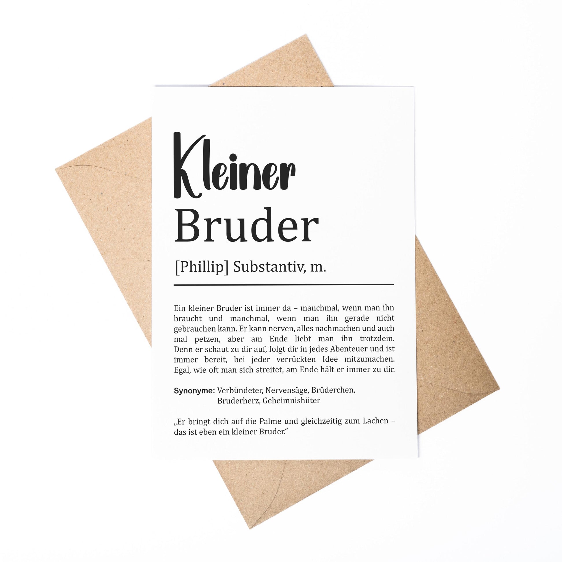 Kleine Schwester Definition Karte personalisierbar mit Namen Schwester Grußkarte Geschenk für Schwester Postkarte Definition Geschwister