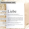 Liebe Definition Karte personalisierbar mit Namen Liebe Grußkarte Geschenkidee für Jahrestag Postkarte Definition Liebe Klappkarte