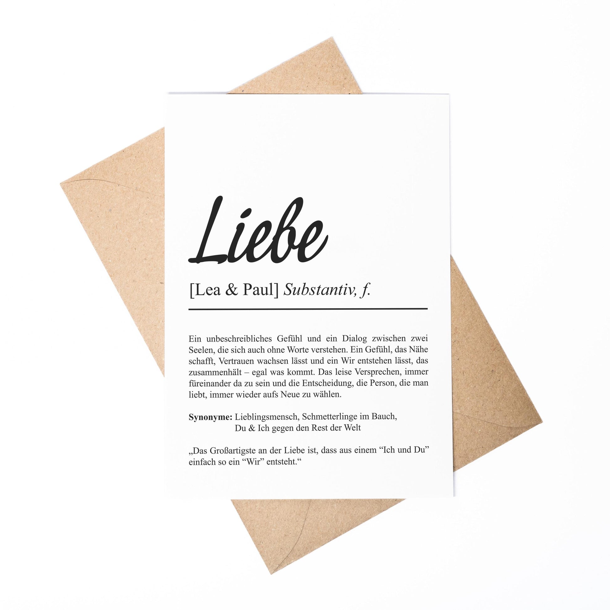 Liebe Definition A6 Karte personalisierbar mit Namen Liebe Grußkarte Geschenk für Jahrestag Klappkarte Definition Liebe