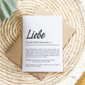 Liebe Definition Karte personalisierbar mit Namen Liebe Grußkarte Geschenkidee für Jahrestag Postkarte Definition Liebe Klappkarte (Kopie)