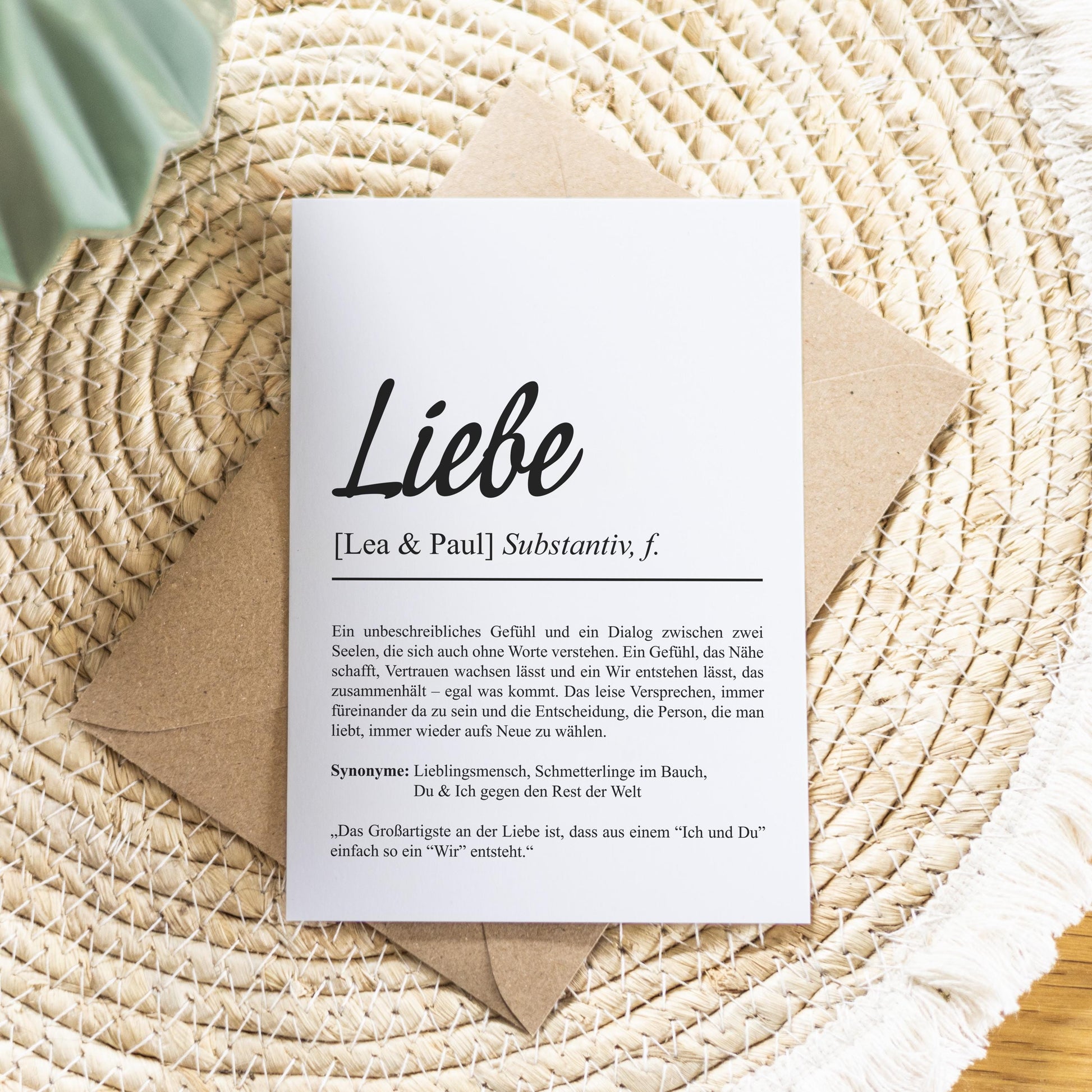 Liebe Definition Karte personalisierbar mit Namen Liebe Grußkarte Geschenkidee für Jahrestag Postkarte Definition Liebe Klappkarte (Kopie)