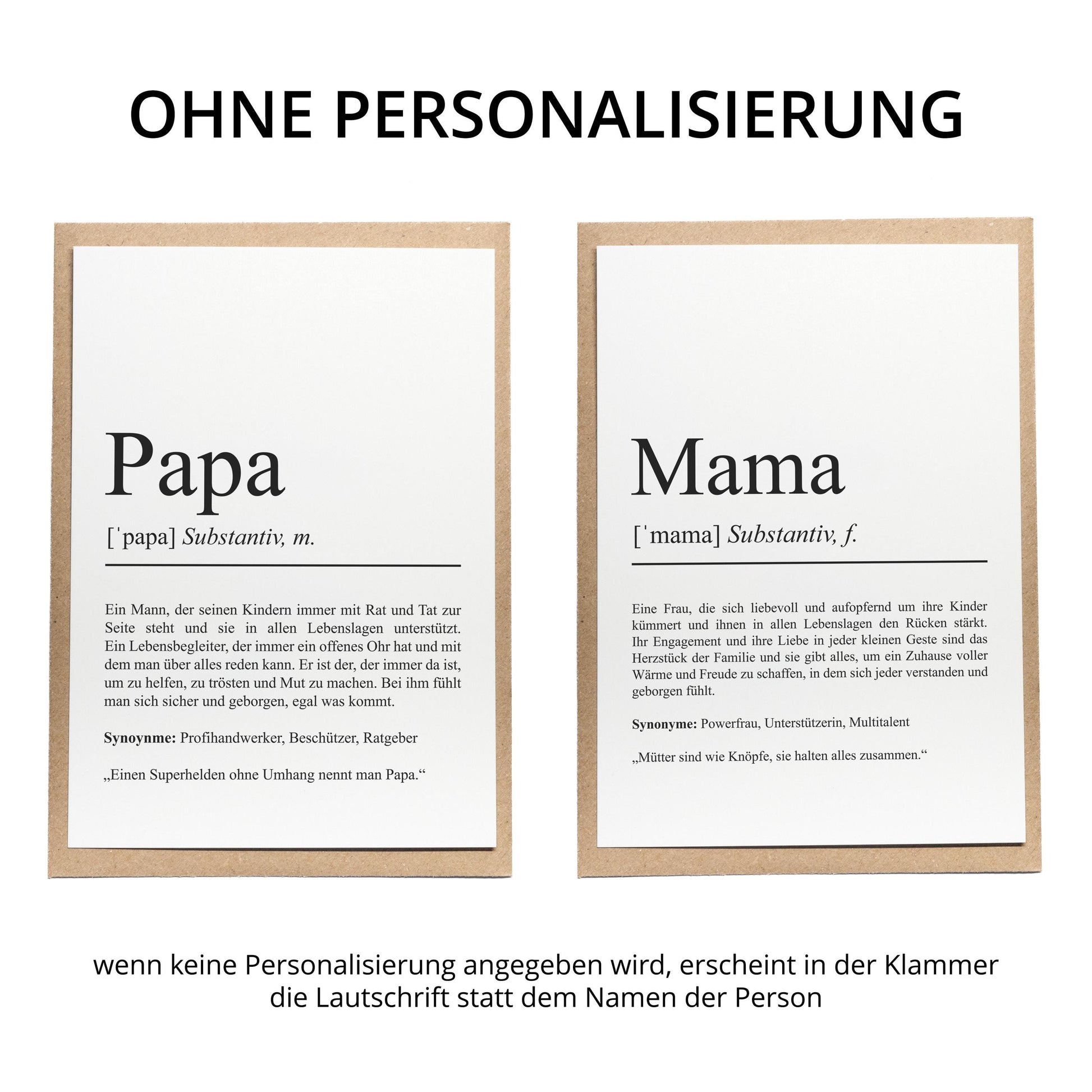 Papa Definition Karte personalisierbar mit Namen Vater Grußkarte Geschenk für Vater Postkarte Definition Vater