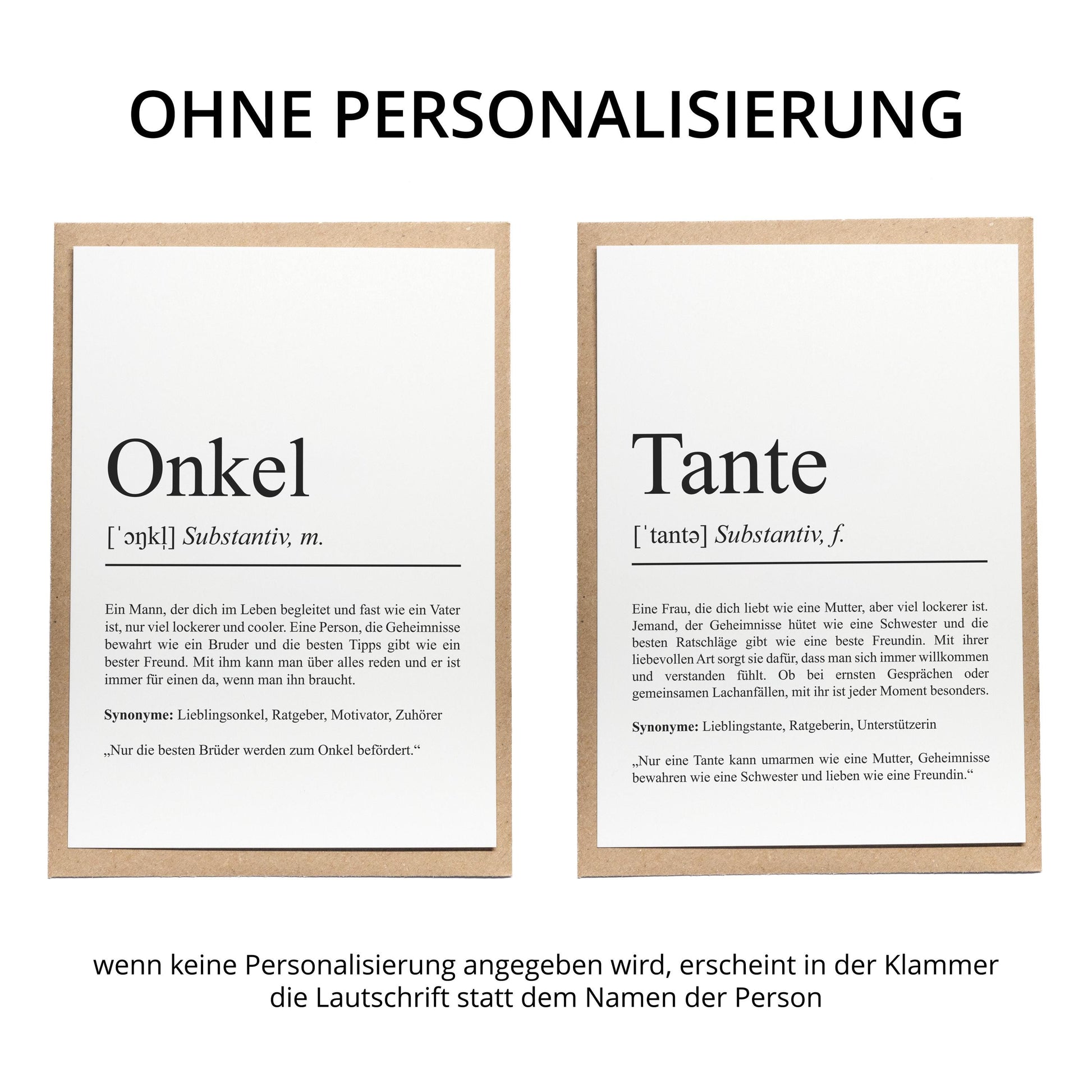 Tante Definition Karte personalisierbar mit Namen Tante Grußkarte Geschenk für Tante Postkarte Definition Tante Geschenkkarte