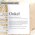 Onkel Definition Karte personalisierbar mit Namen Onkel Grußkarte Geschenk für Onkel Postkarte Definition Onkel Geschenkkarte