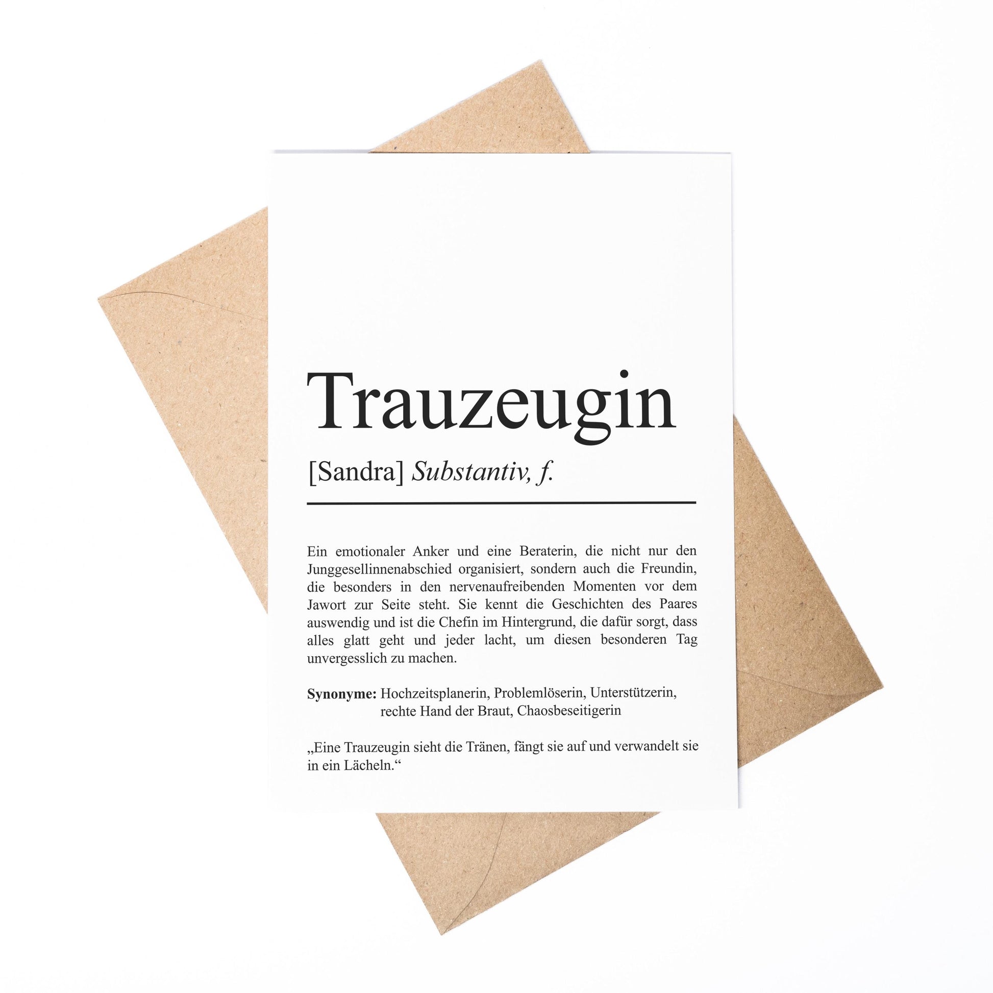 Trauzeugin Definition A6 Karte personalisierbar mit Namen Trauzeugin Grußkarte Geschenk für Trauzeugin Klappkarte Definition Trauzeugin
