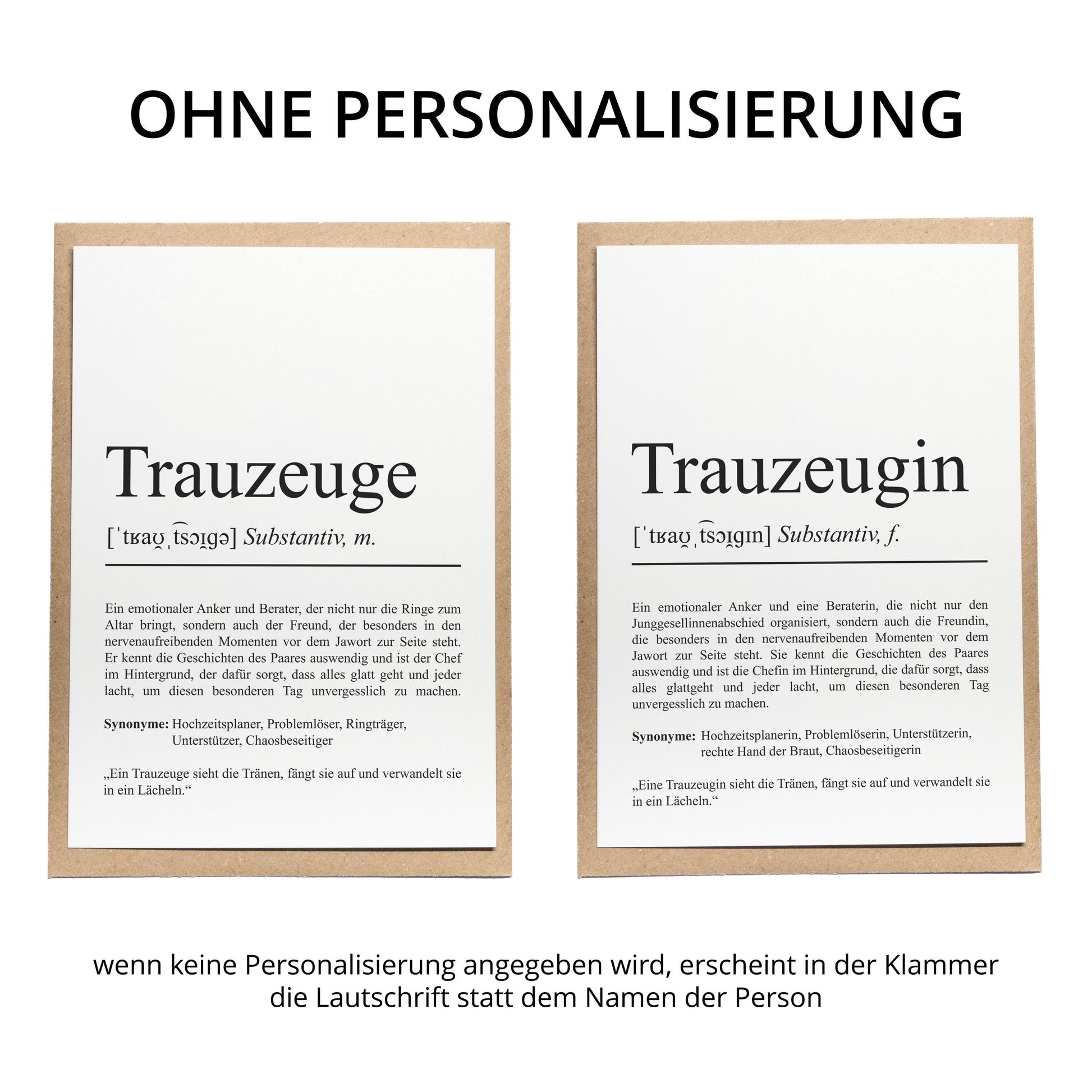 Trauzeugin Definition Karte personalisierbar mit Namen Trauzeugin Grußkarte Geschenkidee für Trauzeugin Postkarte Definition Trauzeugin Klappkarte