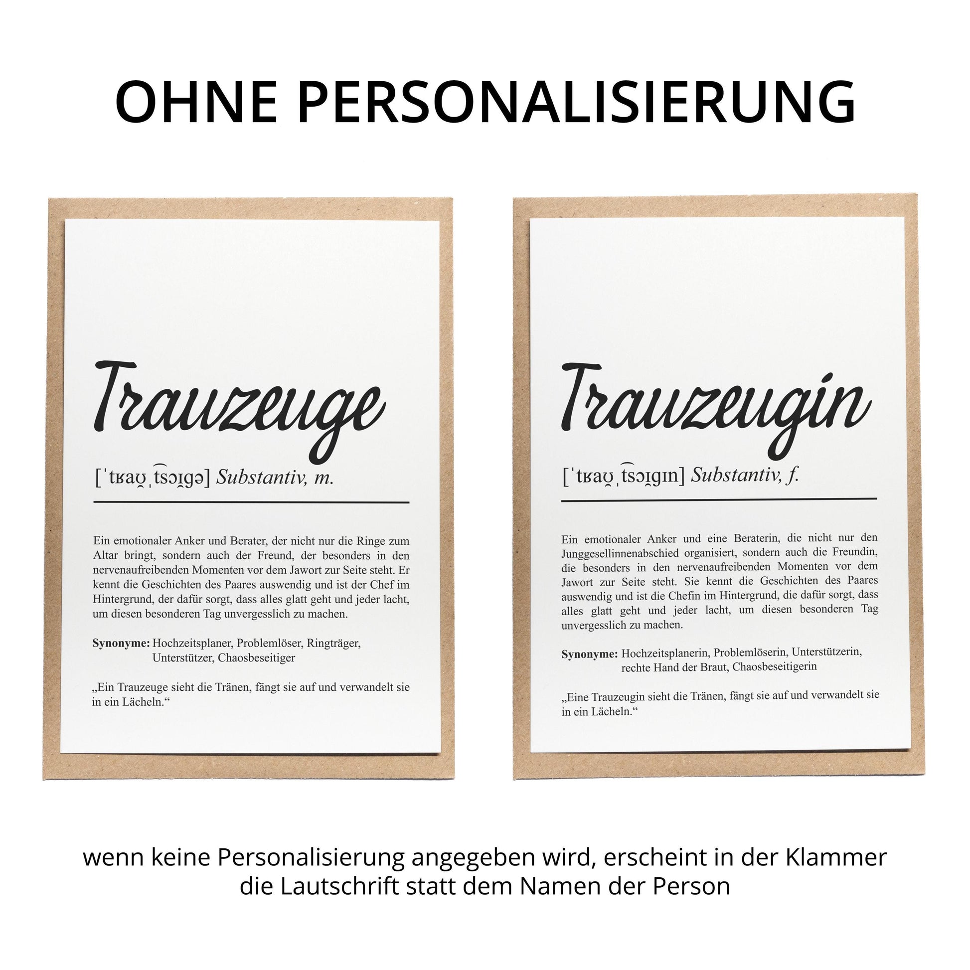 Trauzeugin Definition Karte personalisierbar mit Namen Trauzeugin Grußkarte Geschenkidee für Trauzeugin Postkarte Definition Trauzeugin Klappkarte
