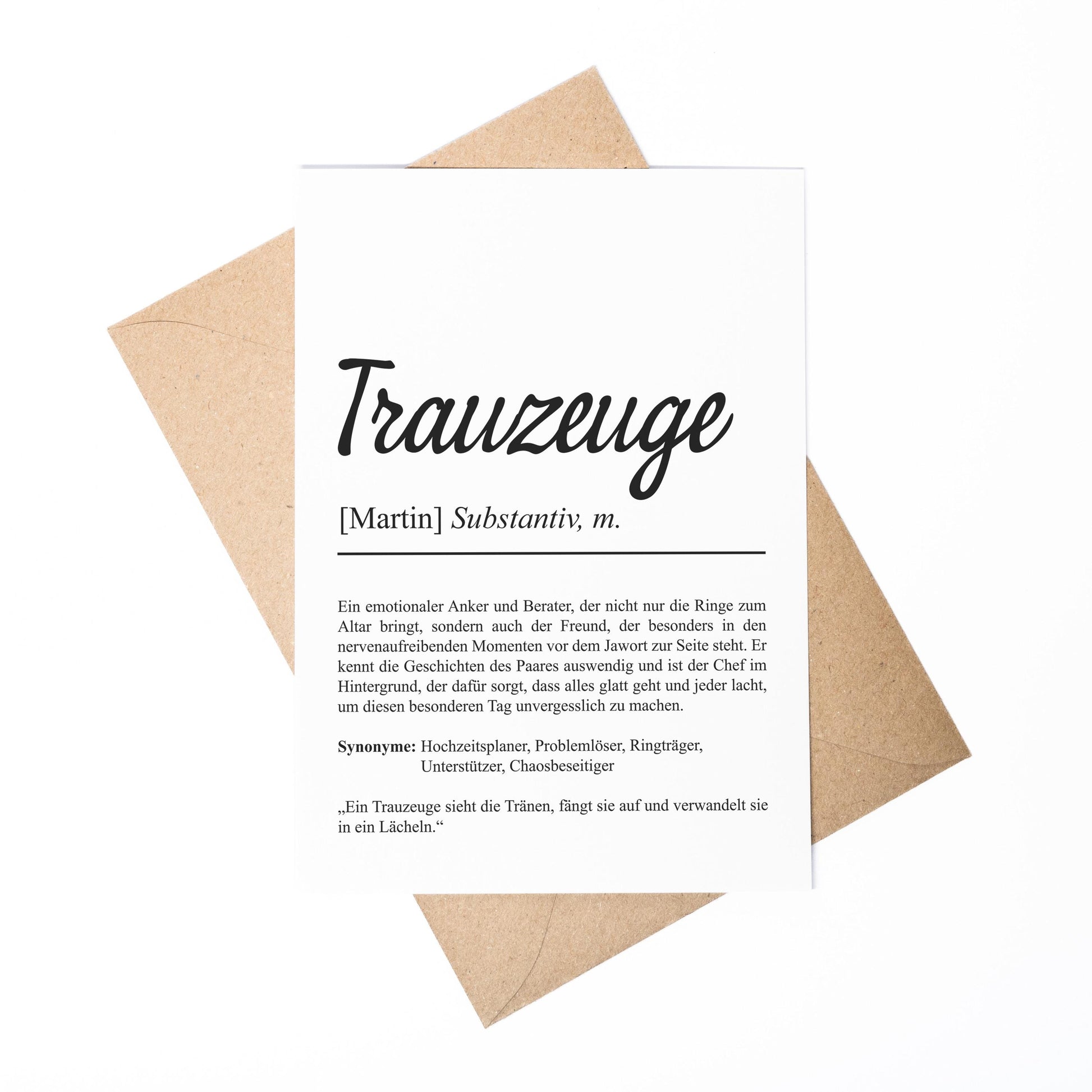 Trauzeugin Definition Karte personalisierbar mit Namen Trauzeugin Grußkarte Geschenkidee für Trauzeugin Postkarte Definition Trauzeugin Klappkarte