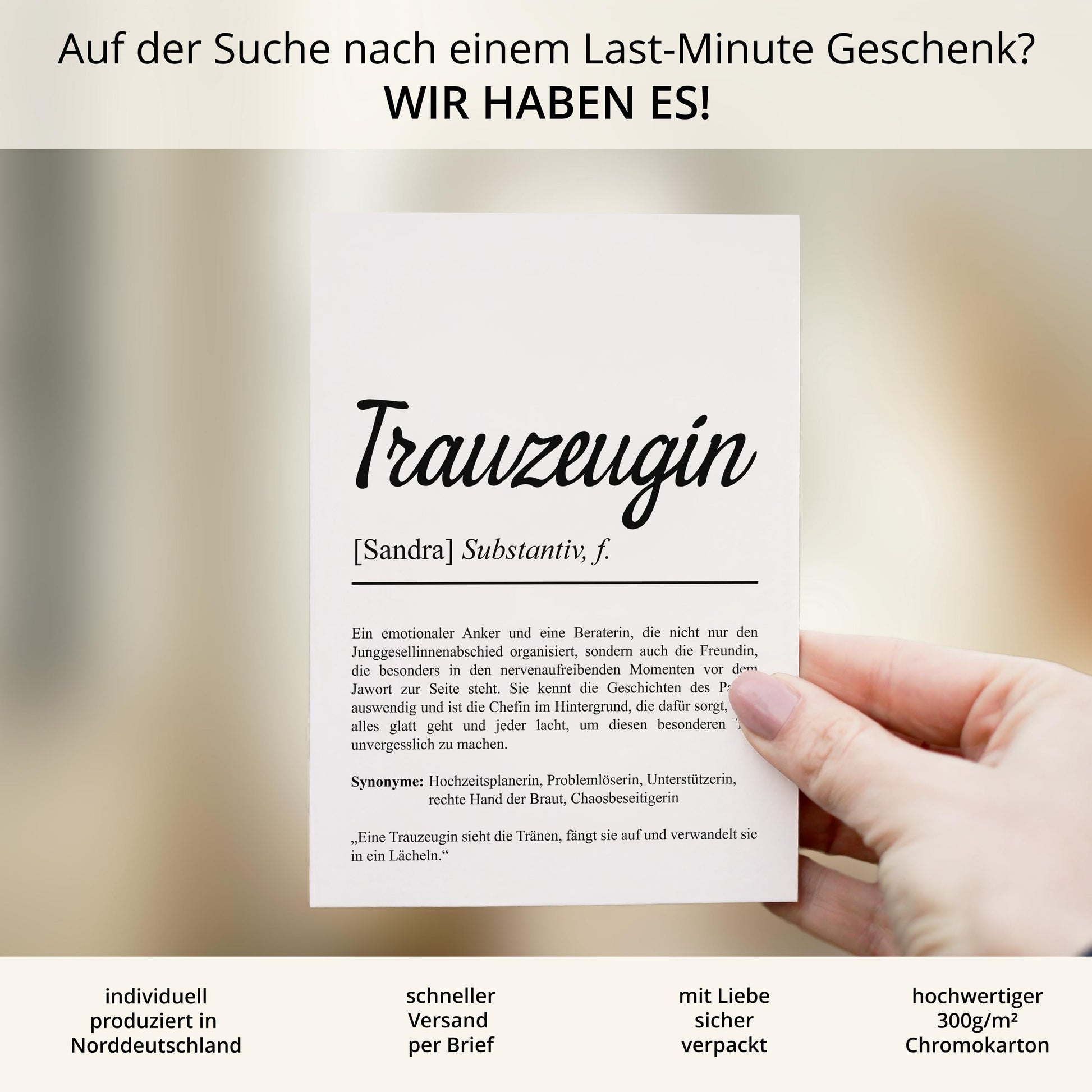 Trauzeugin Definition Karte personalisierbar mit Namen Trauzeugin Grußkarte Geschenkidee für Trauzeugin Postkarte Definition Trauzeugin Klappkarte