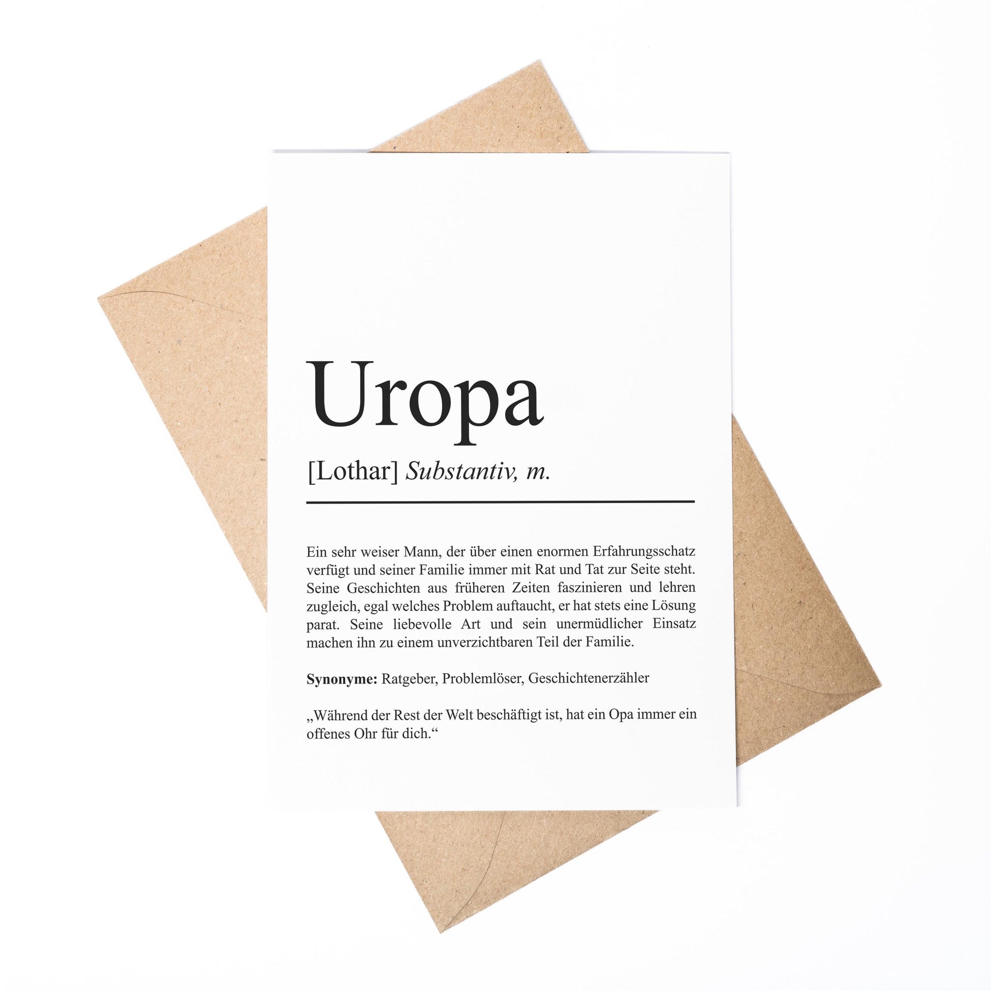 Uropa Definition Karte personalisierbar mit Namen Uropa Grußkarte Geschenk für Uropa Postkarte Definition Uropa Geschenkkarte