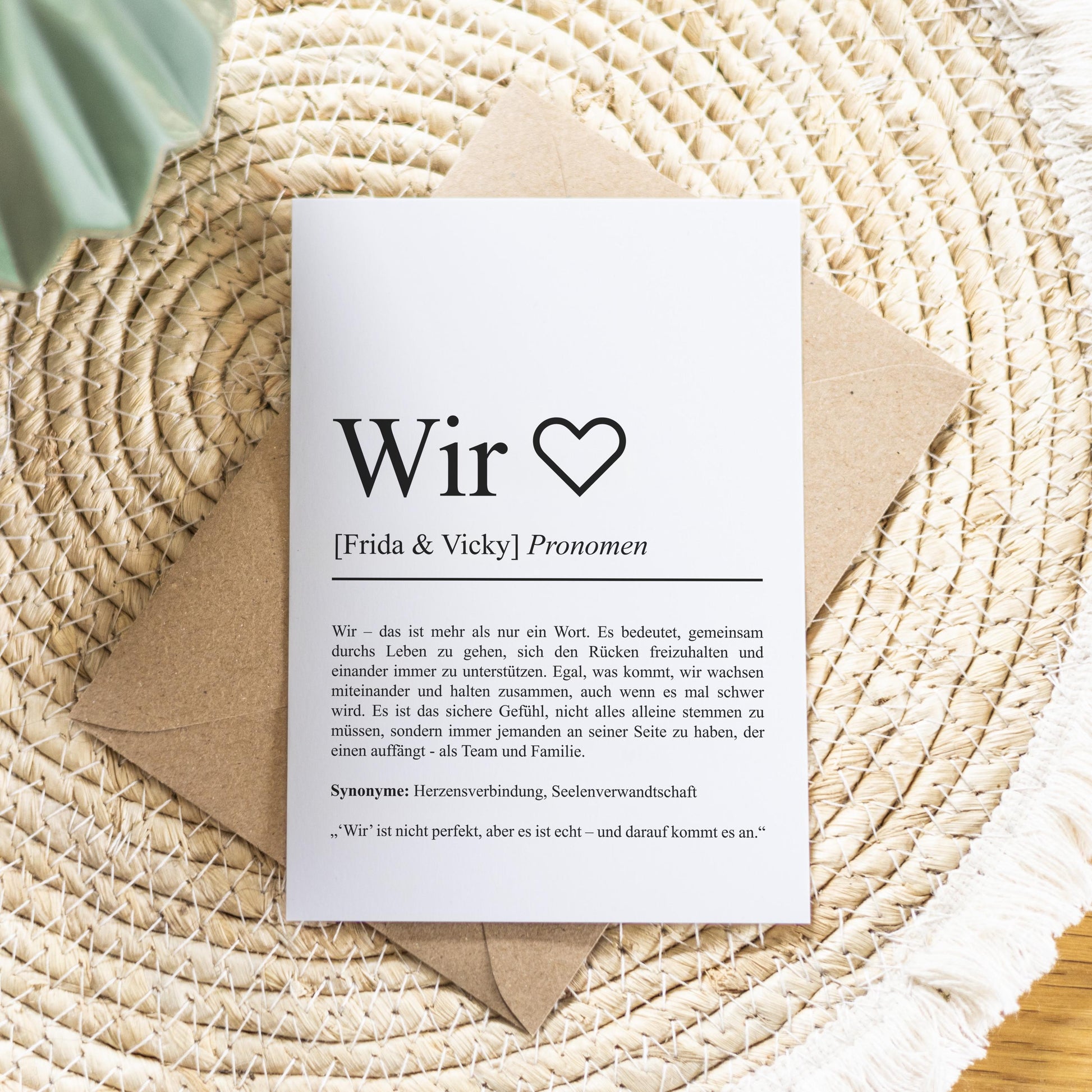 Wir Definition Karte personalisierbar mit Namen Jahrestag Grußkarte Geschenk für Verliebte Postkarte Definition Freundin Klappkarte