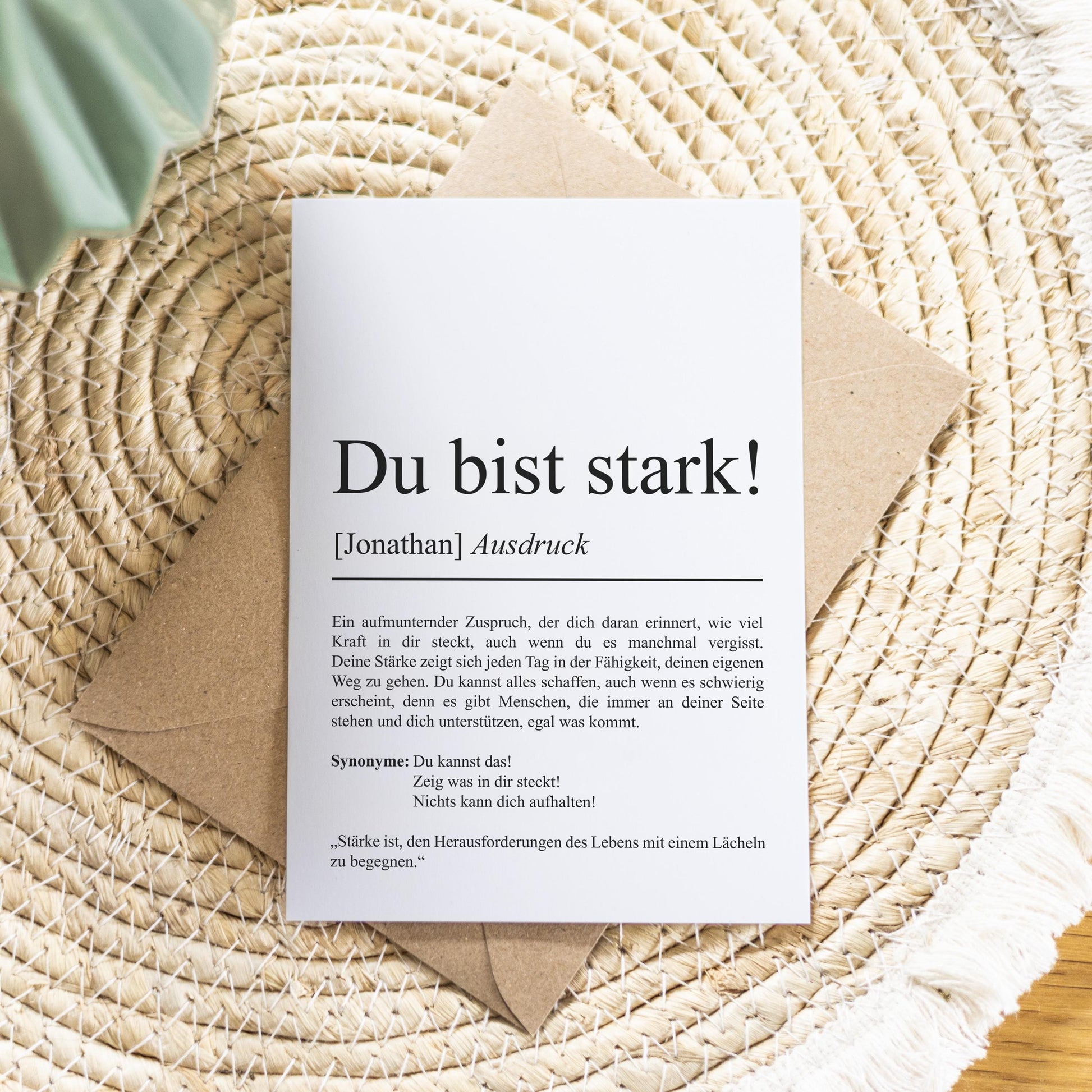Du bist stark Definition Karte personaliserbar mit Namen Mutmacher Karte Affirmation Karte für Kinder Motivationskarte Freundschaft