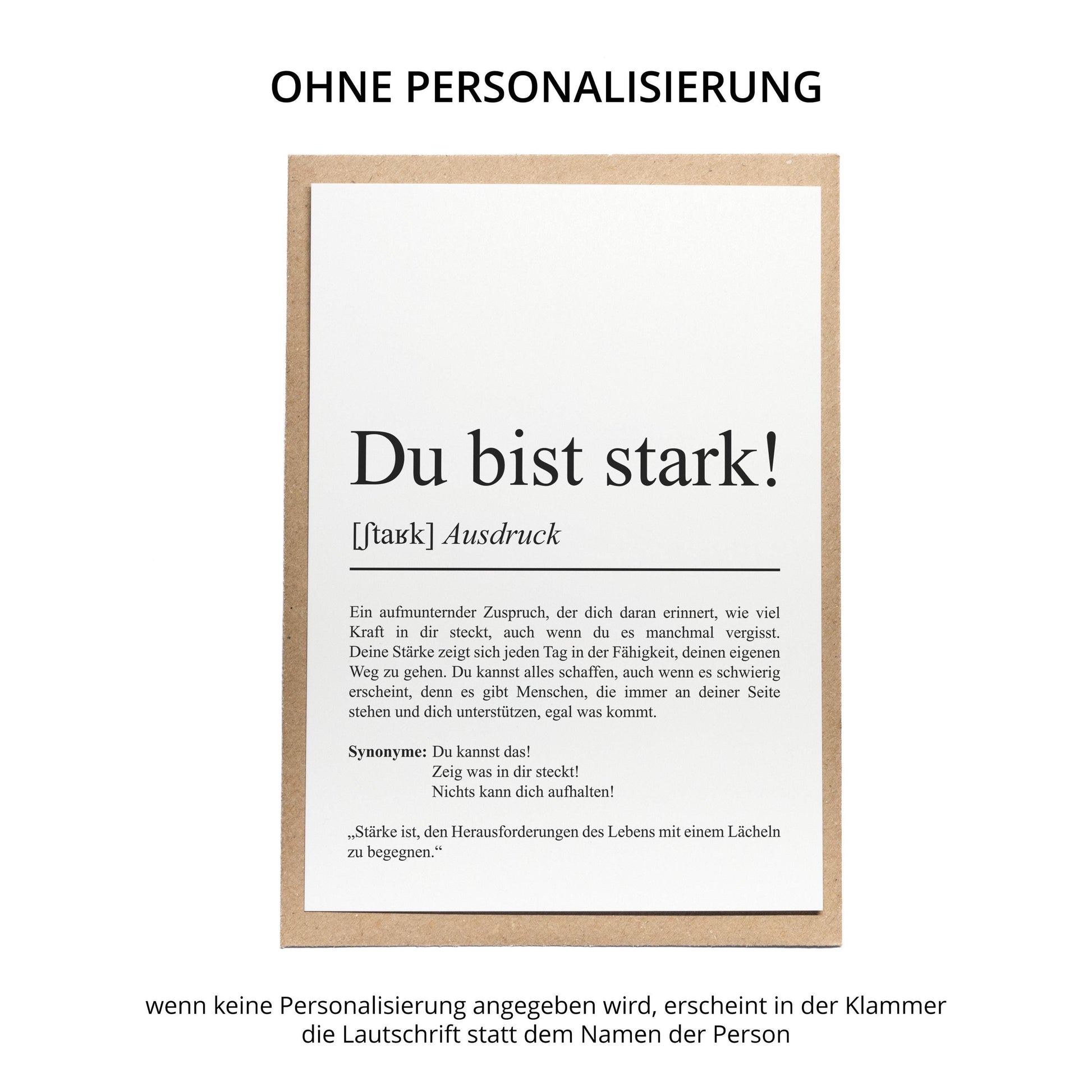 Du bist stark Definition Karte personaliserbar mit Namen Mutmacher Karte Affirmation Karte für Kinder Motivationskarte Freundschaft