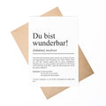 Du bist wunderbar Definition Karte personaliserbar mit Namen Mutmacher Karte Affirmation Karte für Kinder Motivationskarte Freundschaft
