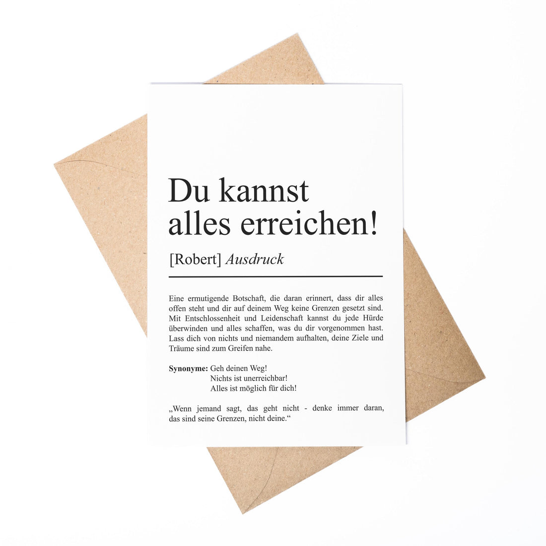 Du kannst alles erreichen Definition Karte personaliserbar mit Namen Mutmacher Karte Affirmation Karte für Kinder Motivationskarte Freunde