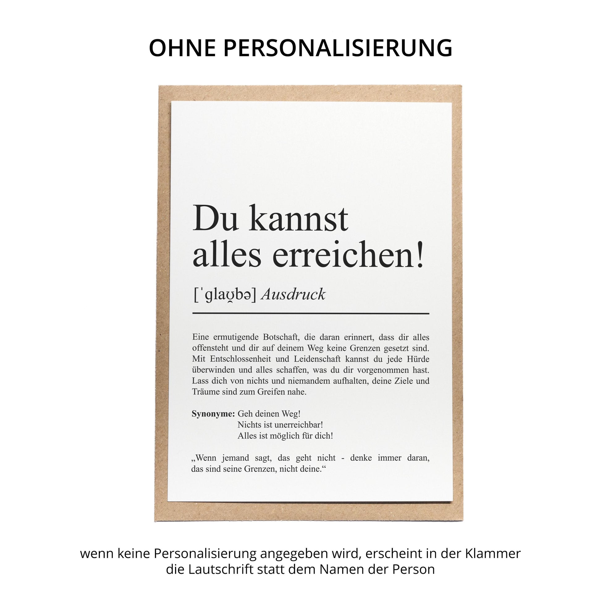 Du kannst alles erreichen Definition Karte personaliserbar mit Namen Mutmacher Karte Affirmation Karte für Kinder Motivationskarte Freunde
