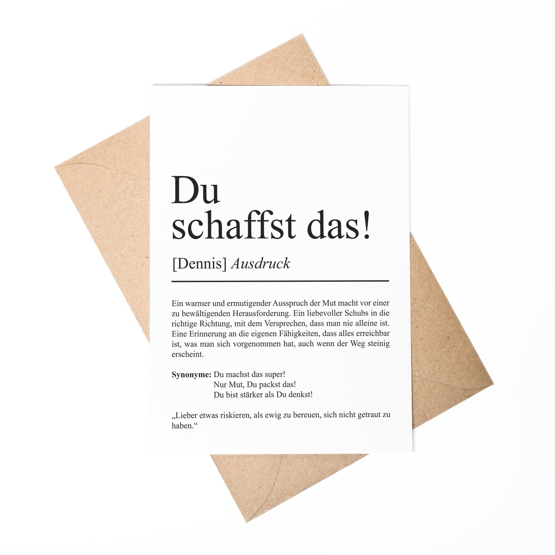 Du schaffst das Definition Karte personaliserbar mit Namen Mutmacher Karte Affirmation Karte für Kinder Motivationskarte Freundschaft