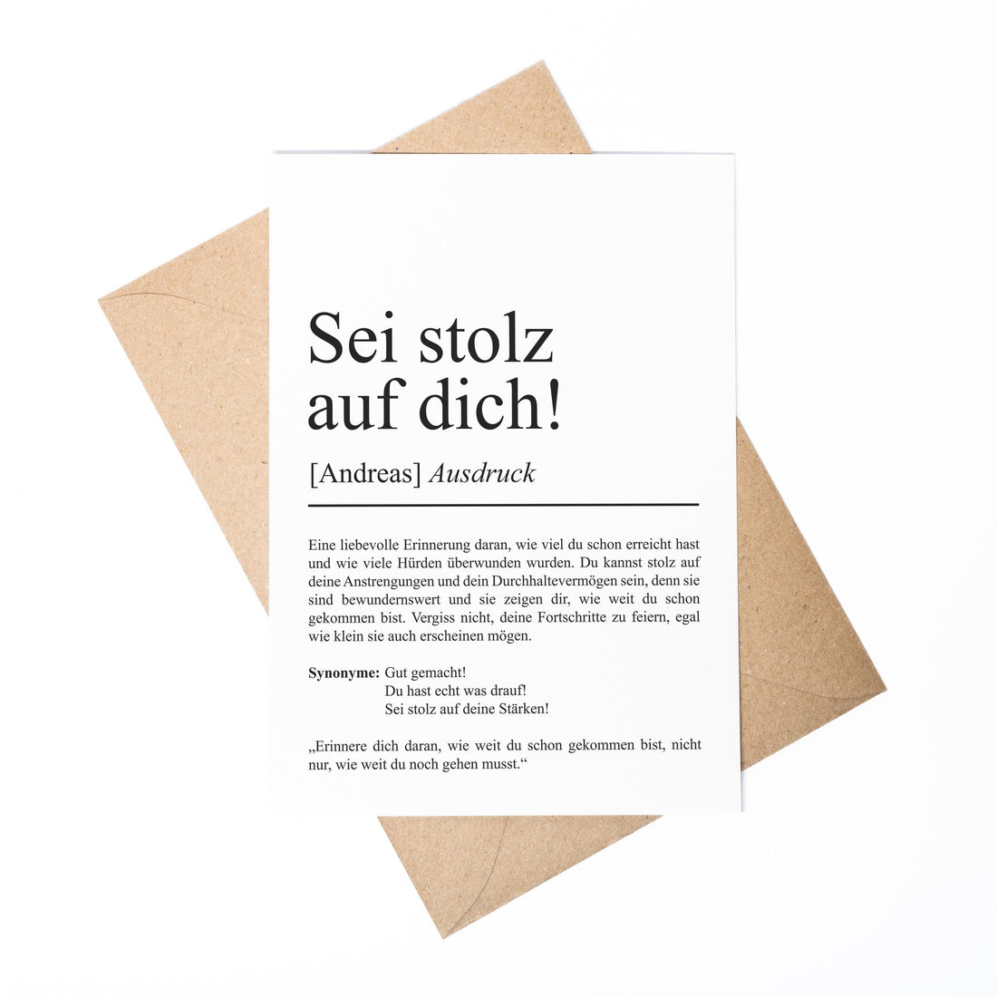 Sei stolz auf dich Definition Karte personaliserbar mit Namen Mutmacher Karte Affirmation Karte für Kinder Motivationskarte Freundschaft