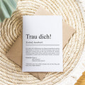 Trau dich Definition Karte personaliserbar mit Namen Mutmacher Karte Affirmation Karte für Kinder Motivationskarte Freundschaft