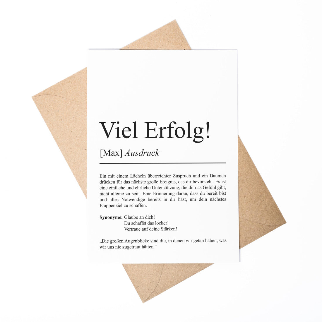 Viel Erfolg Definition A6 Karte personaliserbar mit Namen Mutmacher Karte Affirmation Klappkarte für Kinder Motivationskarte Freundschaft