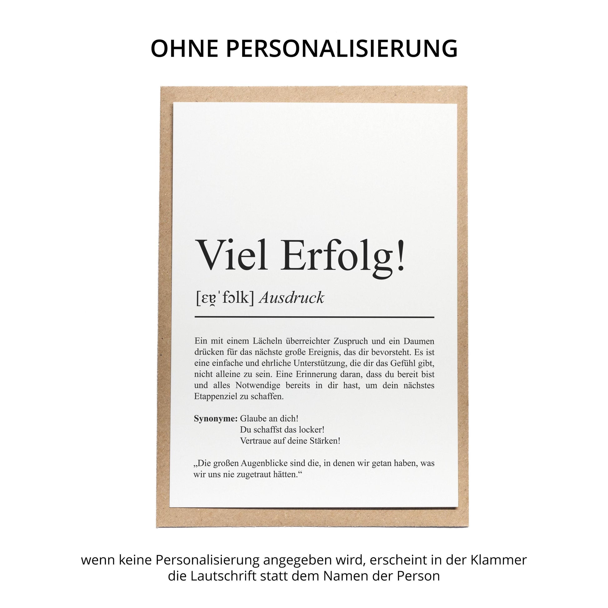 Viel Erfolg Definition Karte personaliserbar mit Namen Mutmacher Karte Affirmation Karte für Kinder Motivationskarte Freundschaft