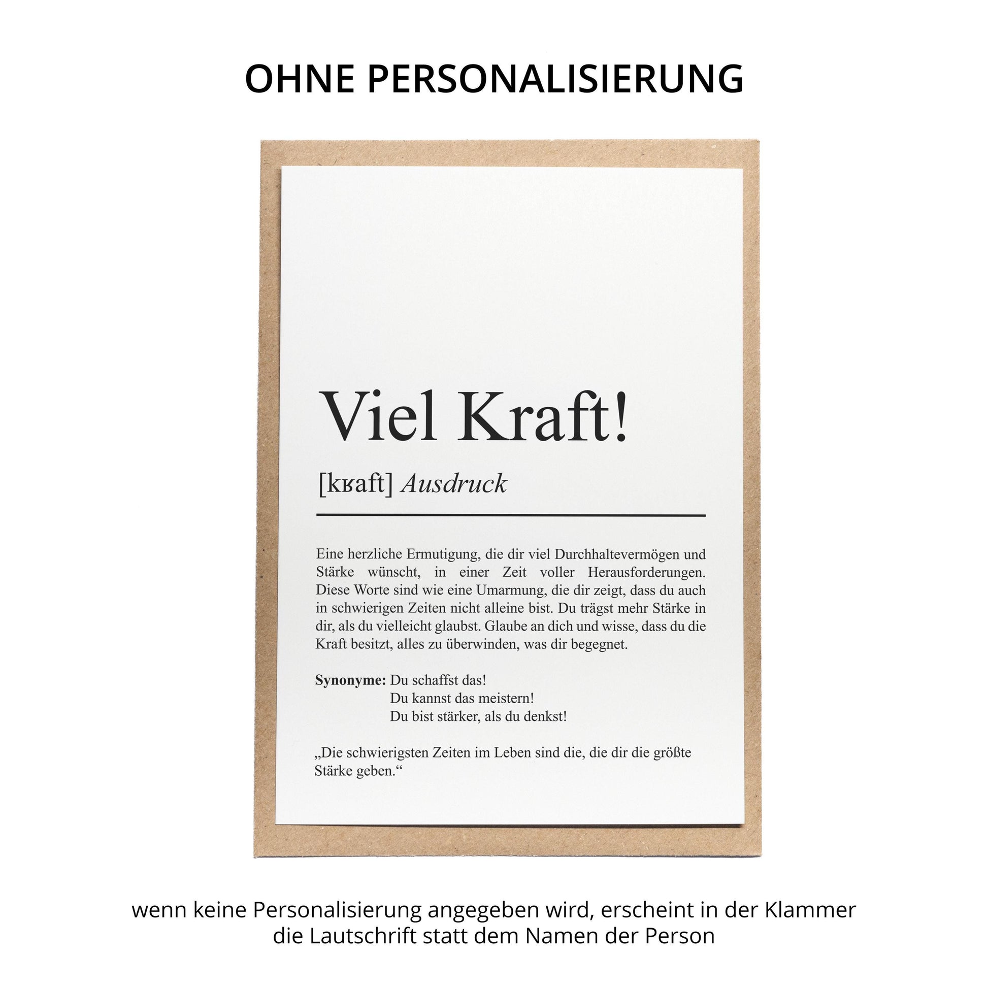 Viel Kraft Definition Karte personaliserbar mit Namen Mutmacher Karte Affirmation Karte Trauerkarte Freundschaft